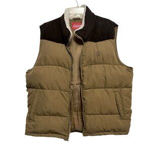Coleman Men's Insulated Puffer Vest With Sherpa Collar-Brown/Khaki Size XL